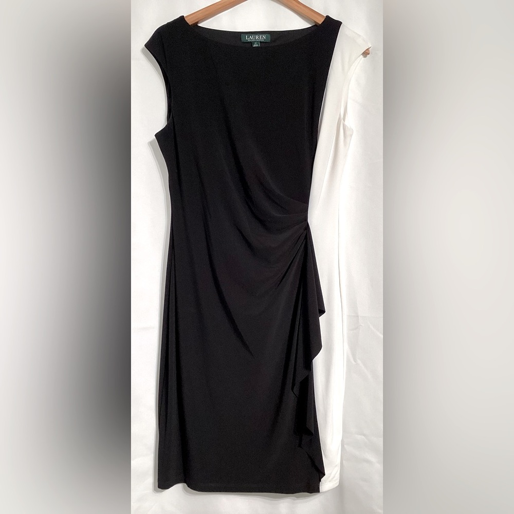 Lauren Ralph Lauren black and white midi dress. Size 10.